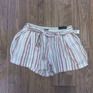 NWT  Maurices Striped Linen Belted High Rise 4” Short - Size XL